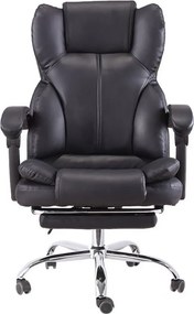 RESIGILAT- Scaun directorial, suport picioare, funcție recliner, SIB 818, PU, Negru