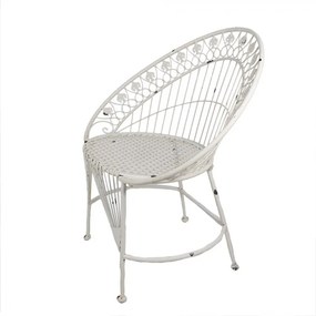 Scaun de exterior, alb, din metal, cu aspect vintage