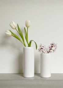Set 2 Vaze Mari Flori Nobel Alb Casablanca (1 Vaza 28cm + 1 Vaza 23cm)