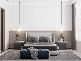 Lustra design miminalist, Metal auriu, Glob Sticla, AURELIA 40