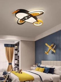 Lustra Cu Telecomanda, Avion, Negru cu Auriu