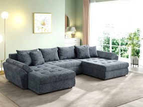 Colțar extensibil dumonde cu ladă de depozitare si sezut confortabil din spuma high-density, Loana U Euphoria Grafit 355x185 cm