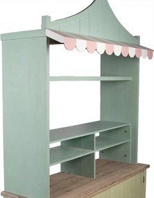 Bufet vintage verde din lemn masiv și metal, cu 2 uși și 2 rafturi, mânere metalice, 212x120x45 cm, „Gordes"