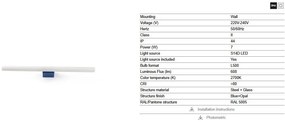 Aplica LED oglinda, tablou IP44 CALMA blue/opal 50cm