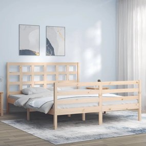 3193996 vidaXL Cadru de pat cu tăblie, 160x200 cm, lemn masiv