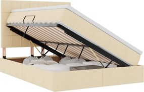 vidaXL Pat cu saltea și LED cu saltea Creme 140 x 190 cm Poliester