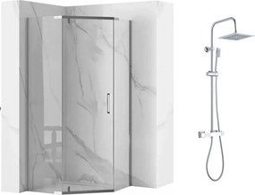 Pachet cabina de dus Rea Axin crom 90x90 si coloana de dus Invena Svart crom