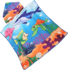 Poncho pentru copii SEA WORLD colorat Dimensiune: 60 x 120 cm