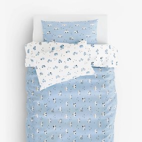 Goldea lenjerie de pat pentru copii din 100% bumbac - mijloace de transport pe albastru și alb 140 x 200 și 50 x 70 cm