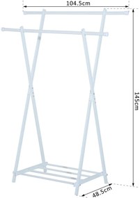 Stender pentru haine dublu Alb 1045 x 485 x 145 cm