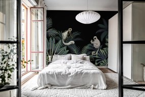 Fototapet, Jungle Monkeys, Black, Rebel Walls