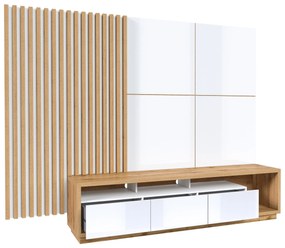 Mobilier living Celcey Typ 10 (Stejar wotan + alb lucios). 1108319