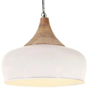 Lampa suspendata industriala, alb, 45 cm, lemn masivfier, E27 1, Alb, 45 cm, 1