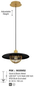 Lustra /Pendul metalic design modern FOX negru/auriu