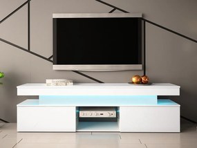 Dulap TV Lesteralo 2D 190 (Alb + lucios Alb) (cu iluminat LED albastru). 1106177