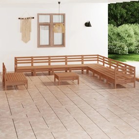 3083152 vidaXL Set mobilier de grădină, 12 piese, maro miere, lemn masiv pin