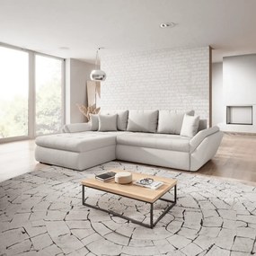 Colțar extensibil dumonde cu ladă de depozitare si sezut confortabil din spuma high-density, Loana Euphoria Ivory 270x185 cm