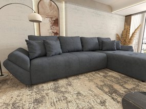Colțar extensibil dumonde cu ladă de depozitare si sezut confortabil din spuma high-density,Berlin XL Enjoy Antracit 350x185 cm II