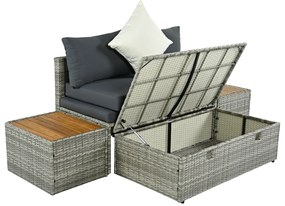 Set rattan de grădină DEBRA, gri/natural/crem