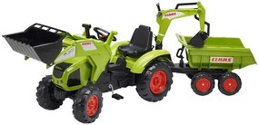 Tractor cu pedale pentru copii FALK 1010W Claas Axos cu cupa, excavator si remorca