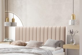 Pat matrimonial Nicole 160x200 cu picioare aurii - catifea bej Velluto 2