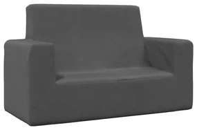 341841 vidaXL Canapea pentru copii cu 2 locuri, antracit, pluș moale