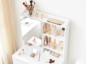 Masuta de toaleta cu oglinda LUNAVI 70x40 cm, albă