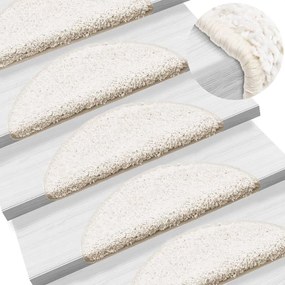 vidaXL Covorașe pentru scări, 10 buc., 56x17x3 cm, albe, semirotunde