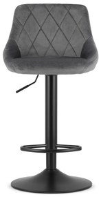 Scaun de bar gri KAST VELVET cu picior negru