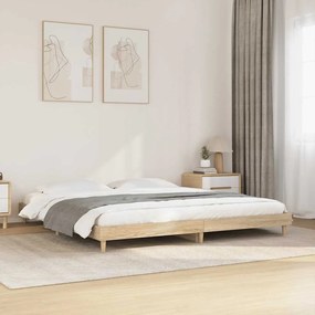vidaXL Cadru de pat fără saltea Stejar Sonoma 200x200cm Lemn prelucrat