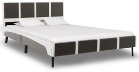 Cadru de pat, gri si alb, 135x190 cm, piele ecologica Gri si alb, 135 x 190 cm