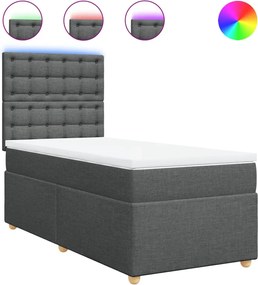 vidaXL Pat box spring cu saltea, gri închis, 80x200 cm, textil