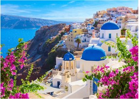 Tablou pe sticlă - Santorini, Grecia (70x50 cm)