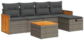 3326022 vidaXL Set mobilier grădină cu perne, 6 piese, gri, poliratan