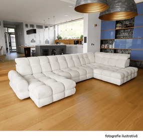 Set canapea extensibilă cu funcţie de extensie electrică, bej-gri Taupe, pe stânga, TOLLO L ROH
