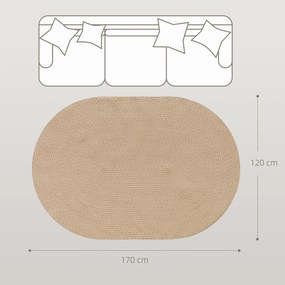 HOMCOM Covor pentru Living 170x120 cm Lavabil la Mașină Țesut Manual Stil Rustic Covoraș pentru Living Dormitor Bej | Aosom Romania