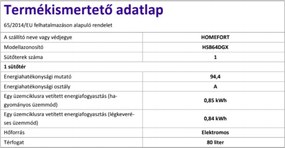 Cuptor încorporat HOMEFORT HSB64DGX cu 9 funcții, 80 L, curățare cu abur