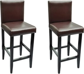 vidaXL Scaune de bar, 2 buc., maro închis, piele ecologică