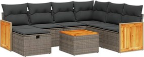 vidaXL Set canapele de grădină cu perne, 8 piese, gri, poliratan
