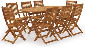 vidaXL Set mobilier de grădină pliabil, 9 piese, lemn masiv acacia