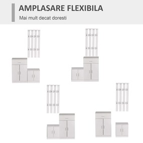 HOMCOM Mobilier de Hol cu Cuier din Lemn, Spațiu de Depozitare și Design Elegant, 100x32x187cm, Alb | Aosom Romania