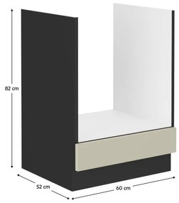 Dulap inferior de bucătărie pentru cuptor încorporat Arikona 60 D GAZ BB (cașmir + negru) . 1097030