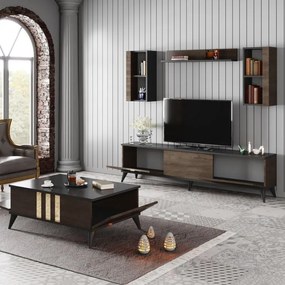 Set Mobilier Living 2 piese Gold Set - Anthracite, Walnut