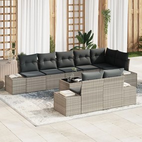 vidaXL Set de canapele pentru grădină 9 pcs Gri deschis Rattan poli
