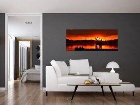 Tablou - Pescari pe lac (120x50 cm)