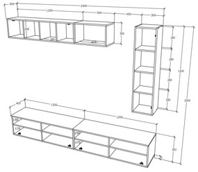 Living haaus Haga V13, Antracit/Stejar Wotan, L 240 cm