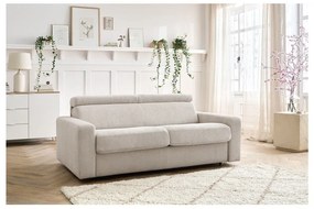 Canapea crem extensibilă cu tapițerie din catifea reiată 195 cm Monaco – Bobochic Paris