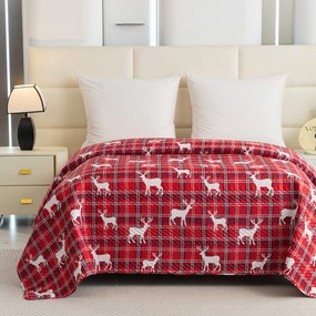 Cuvertura de pat DEER AND PLAID rosu Dimensiune: 170 x 210 cm