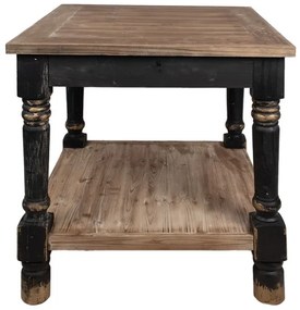 Măsuță laterală shabby chic, cu finisaj negru antichizat, Clarisse, 80x80x85 cm