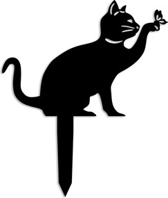 Decoratiune gradina CAT-03, negru, metal, 31x22 cm